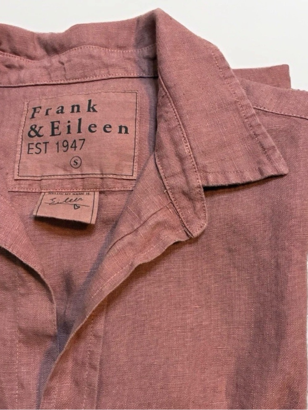 Frank & Eileen Womens Rosewood "Eileen" Linen Blouse Quiet Luxury